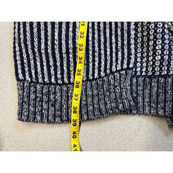 Gap heavyweight knit navy & white sweater cardigan with toggle buttons, size L - Picture 9 of 11